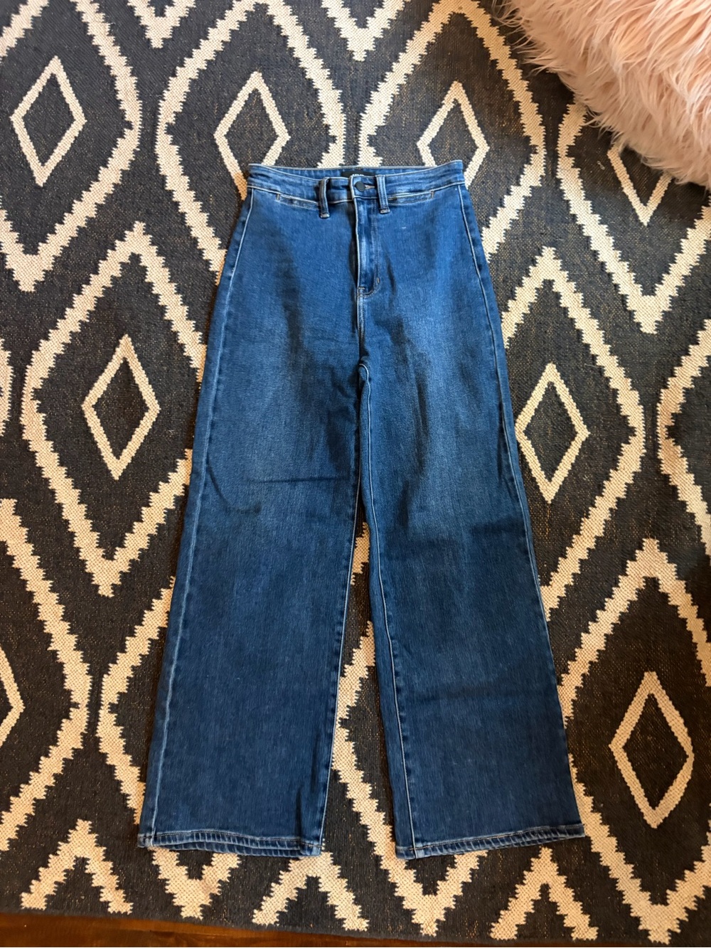 High-Waisted Wide Leg Jeans - Dark Blue